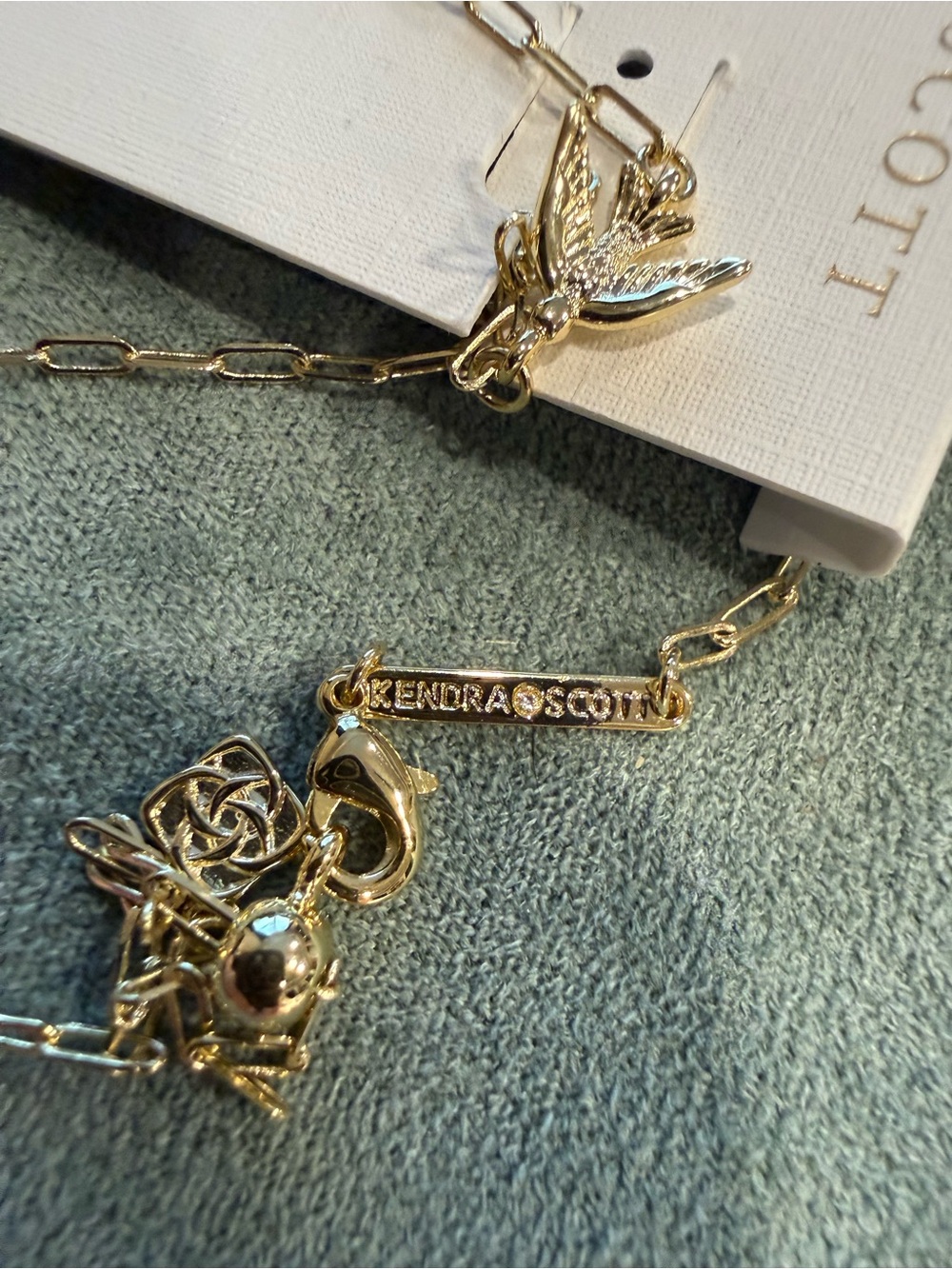 Kendra Scott | Elisa | Gold Plated Sunburst & Blue Opal Pendant Necklace - Picture 4 of 4